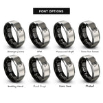 font options for inside engraving on black & grey cow rings