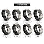 font options for inside engraving on black & grey cow rings