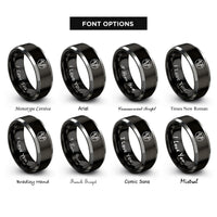 font options for inside engraving on black & grey cow rings
