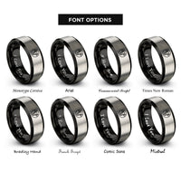 font options for inside engraving on black & grey cow rings