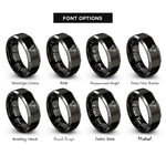 font options for inside engraving on black & gray cow rings