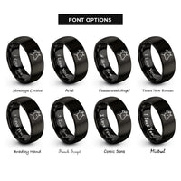 font options for inside engraving on black cow rings