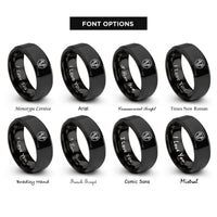 font options for inside engraving on black cow rings