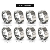 font options for inside engraving on grey cow rings