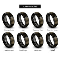 font options for inside engraving on gunmetal & black cow rings