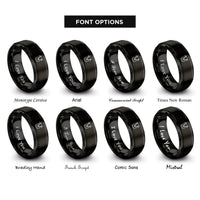 font options for inside engraving on black cow silhouette rings