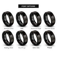 font options for inside engraving on black cow silhouette rings