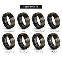font options for inside engraving on gunmetal & black cow silhouette rings