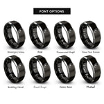 font options for inside engraving on black & grey cow skull rings