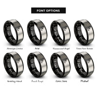 font options for inside engraving on black & gray cow skull rings