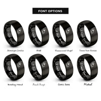 font options for inside engraving on black cow skull rings
