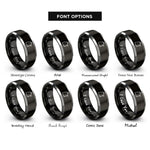 font options for inside engraving on black & silver cowbell stick rings