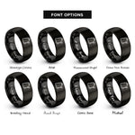 font options for inside engraving on black cowbell stick rings