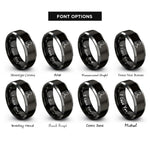font options for inside engraving on black & gray cowboy boots pair rings