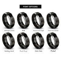 font options for inside engraving on black & gray cowboy boots pair rings