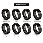 font options for inside engraving on black cowboy boots pair rings