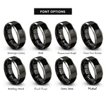 font options for inside engraving on black & silver cowboy lasso rings