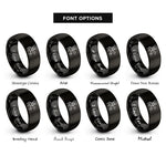 font options for inside engraving on black cowboy lasso rings