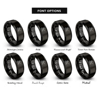 font options for inside engraving on black cowboy lasso rings