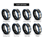 font options for inside engraving on black & blue & grey cowrie shell rings
