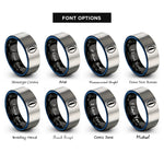 font options for inside engraving on black & blue & grey cowrie shell rings