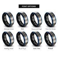 font options for inside engraving on black & blue & silver cowrie shell rings