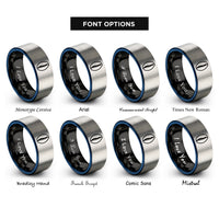 font options for inside engraving on black & blue & silver cowrie shell rings