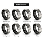 font options for inside engraving on black & grey cowrie shell rings