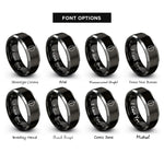 font options for inside engraving on black & gray cowrie shell rings