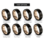 font options for inside engraving on black & rose gold cowrie shell rings