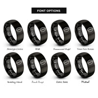 font options for inside engraving on black cowrie shell rings