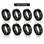 font options for inside engraving on black cowrie shell rings