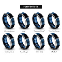 font options for inside engraving on blue & gray cowrie shell rings