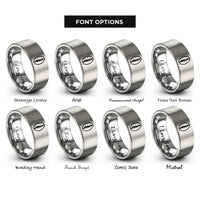 font options for inside engraving on grey cowrie shell rings