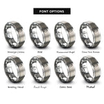 font options for inside engraving on gray cowrie shell rings