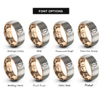 font options for inside engraving on rose gold & grey cowrie shell rings