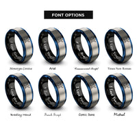 font options for inside engraving on black & blue & gray coxswain oars rings
