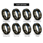 font options for inside engraving on gunmetal & blue cpu microchip rings