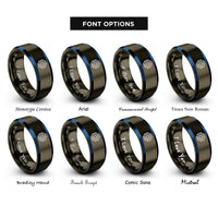 font options for inside engraving on gunmetal & blue cpu microchip rings