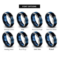 font options for inside engraving on blue & silver crab on shore rings