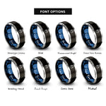 font options for inside engraving on black & blue & gray cracked egg hatching rings