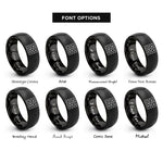 font options for inside engraving on black cracked ice pattern rings