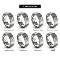 font options for inside engraving on grey cracked ice pattern rings