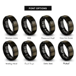 font options for inside engraving on gunmetal & black cracked ice pattern rings