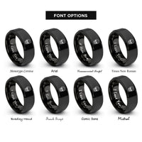 font options for inside engraving on black cracked skull rings