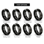 font options for inside engraving on black & grey crampons rings
