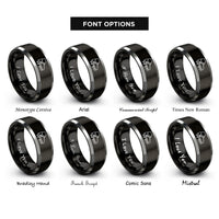 font options for inside engraving on black & grey crampons rings