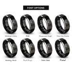 font options for inside engraving on black & gray crampons rings