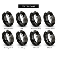 font options for inside engraving on black & gray crampons rings