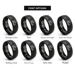 font options for inside engraving on black crampons rings